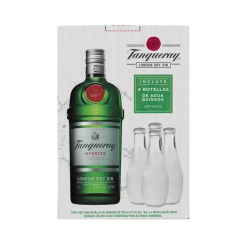 GINEBRA TANQUERAY LONDON GIN 750 ml. + 4 SCHWEPPES 296 ml.