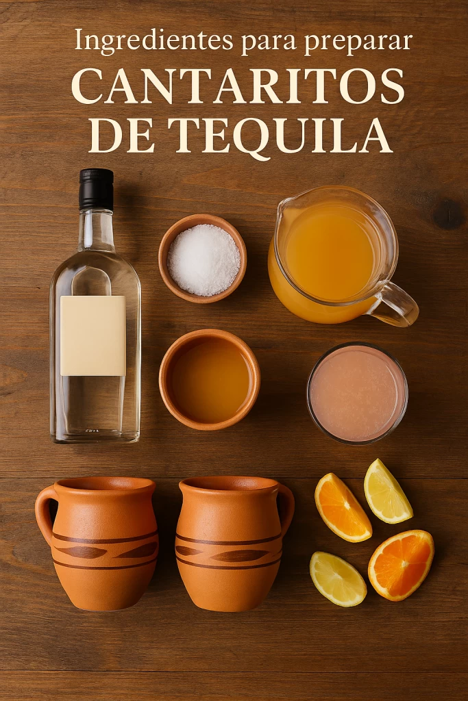 Ingredientes para preparar cantaritos de tequila