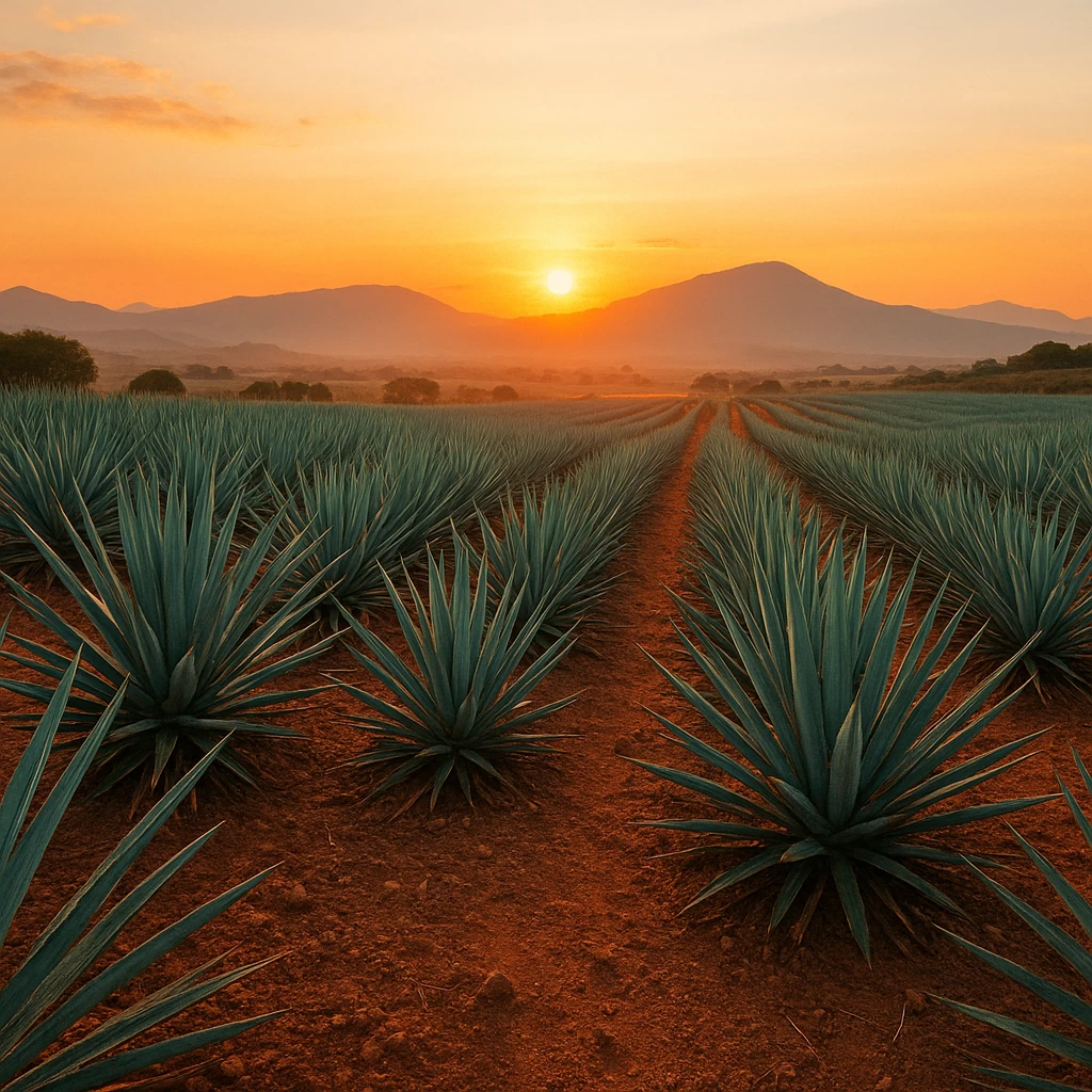 Historia del tequila: campos de agave al amanecer en Jalisco