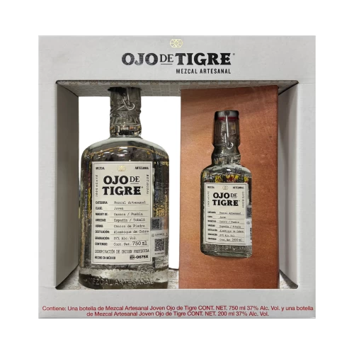 Mezcal Ojo de Tigre Joven 750 ml. + 200 ml. 3 Mezcal Ojo de Tigre Joven 750 ml. + 200 ml.